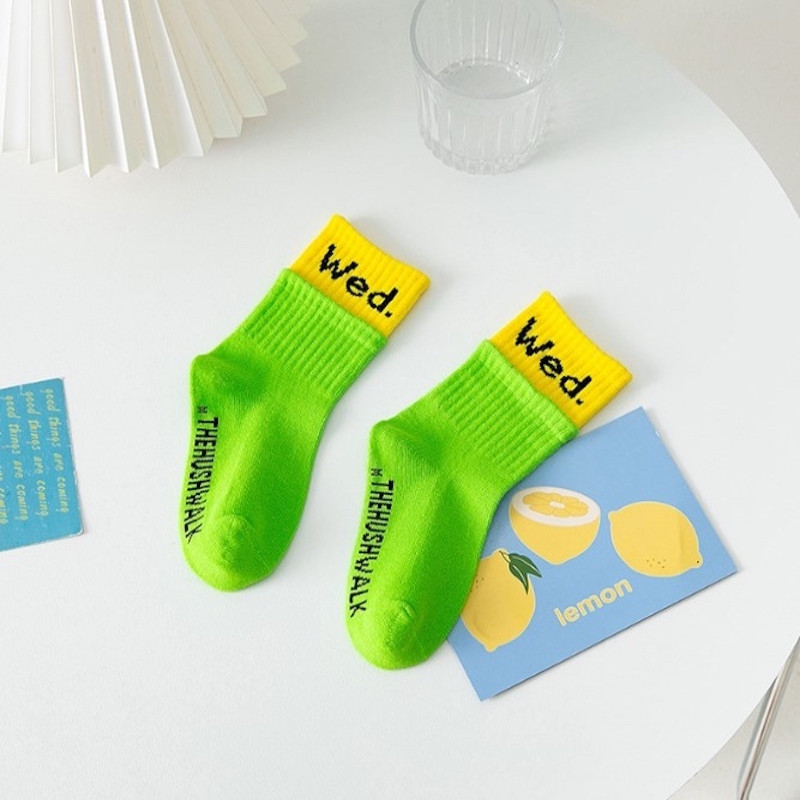 Girls 6-12 Years Days of the week Sat-Fri Cotton Socks 7 Pairs sporty casual socks